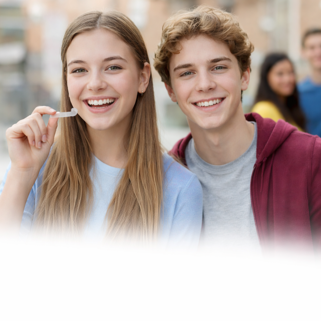 Teenager smiling with Invisalign Aligners