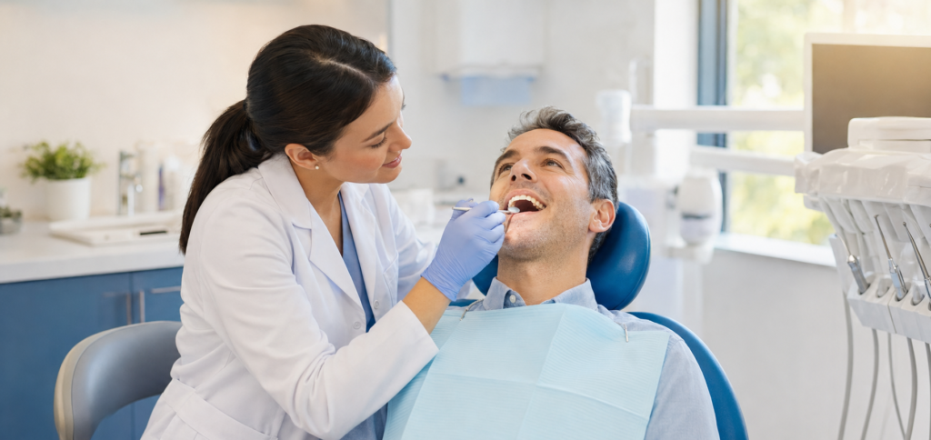 Doctor checking gum disease
